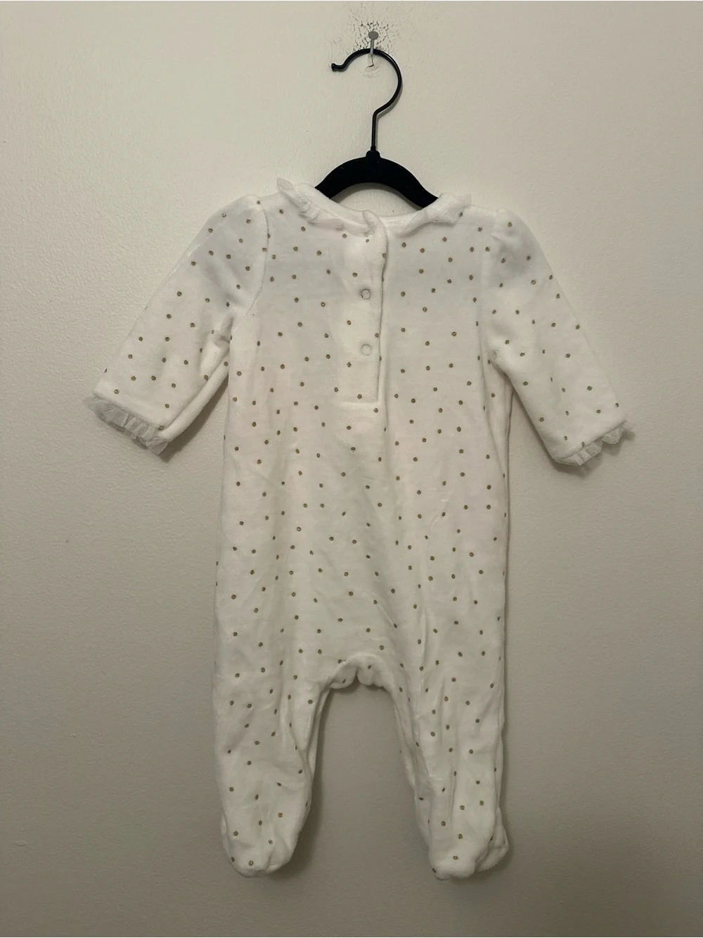 Juicy Couture Baby Gold Sparkle Tulle Velour Onesie